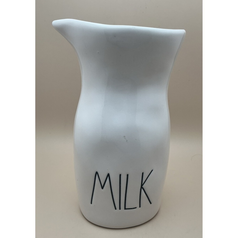 Rae Dunn 6 3/4" Milk Carafe Pitcher Jug White Ceramic Farmhouse Breakfast